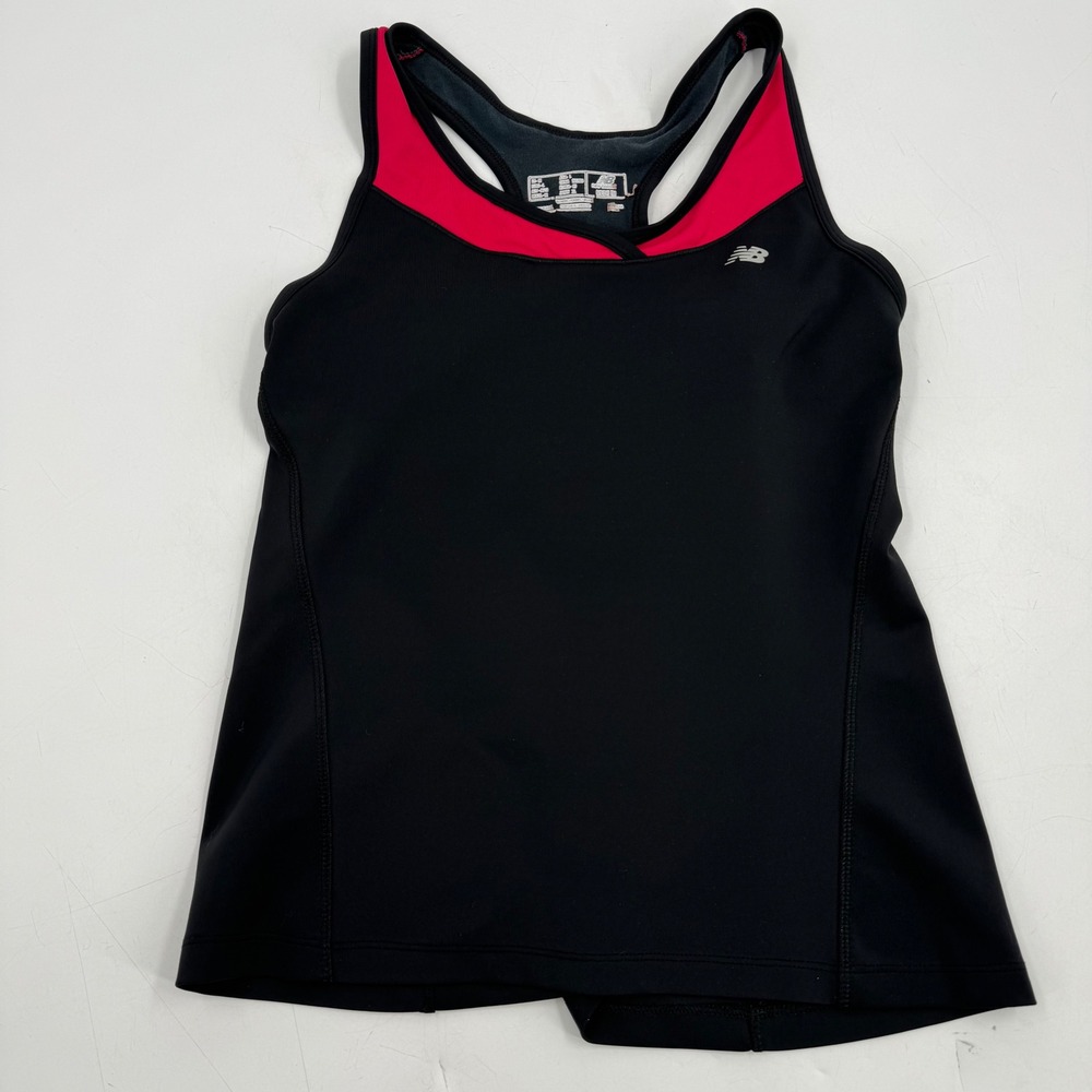 New Balance Women's Medium Black Red Racerback Athletic‎ Tank Top Shirt